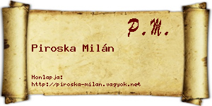 Piroska Milán névjegykártya