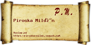 Piroska Milán névjegykártya